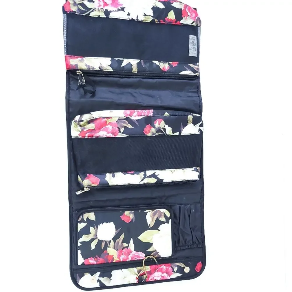 Isabella Scott Hanging Makeup Cosmetic Toiletry Oranizer Travel Fold Up Floral